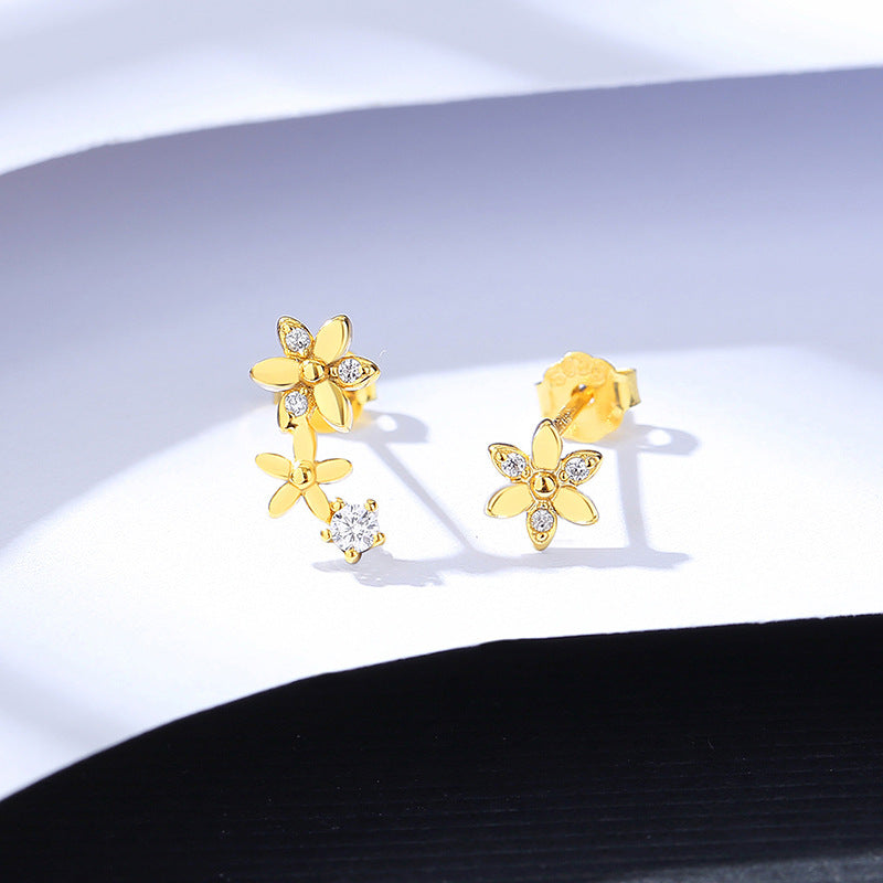 Asymmetric Flower CZ Studs