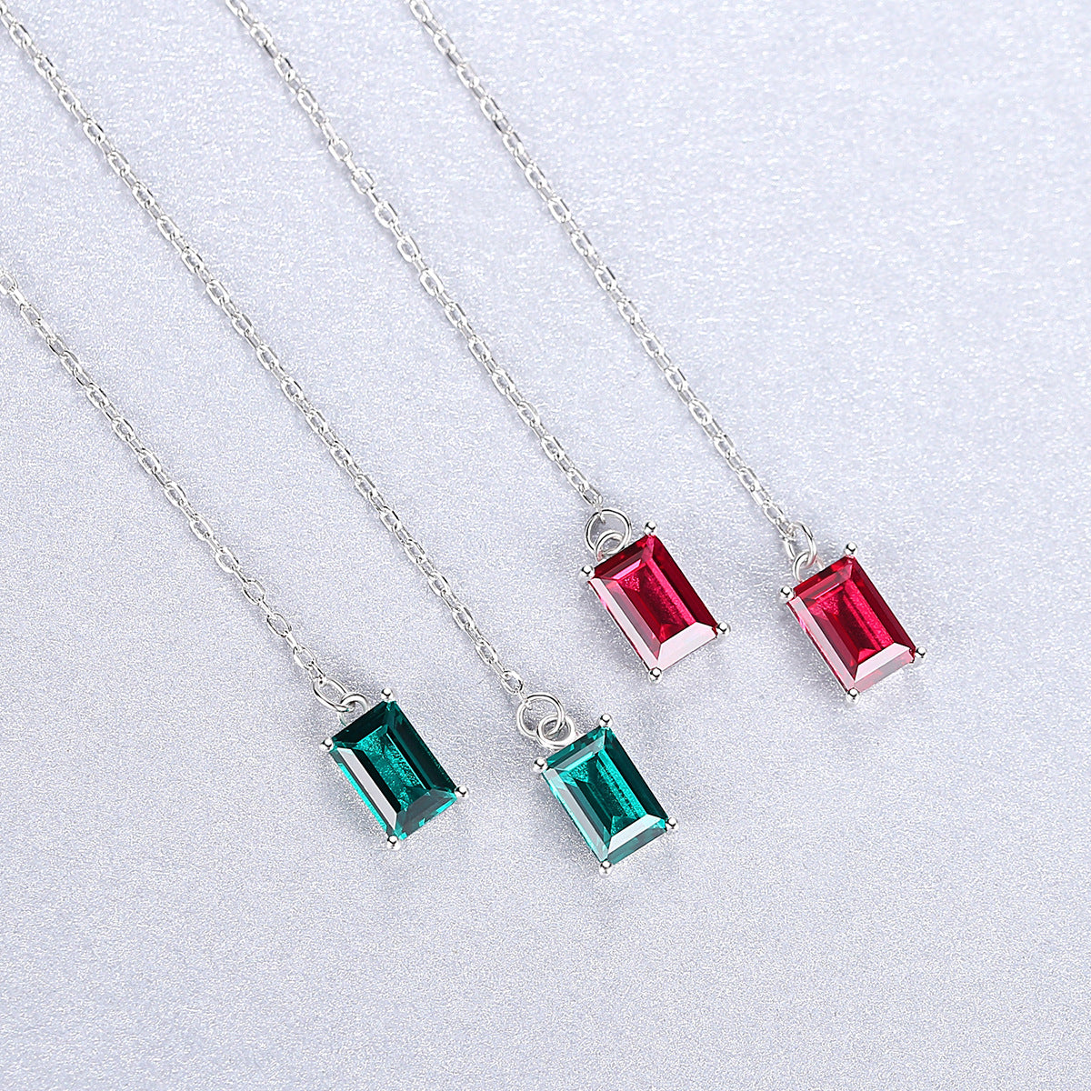Emerald Cut Green CZ Threader Earrings